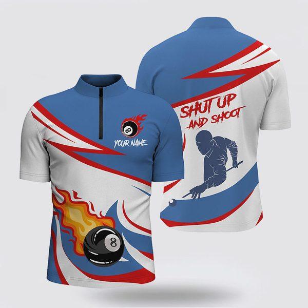 Billiard Jerseys, Custom Billiard Jerseys, Shut Up And Shoot 8 Ball Pool Fire Billiard Jerseys Shirts, Billiard Shirt Designs