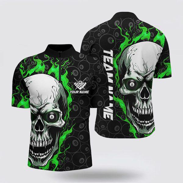 Billiard Jerseys, Custom Billiard Jerseys, Skull Flame Billiard Shirts, Billiard Shirt Designs