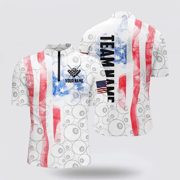 Billiard Jerseys, Custom Billiard Jerseys, Smoke White US Flag Billiard Jerseys Shirt, Billiard Shirt Designs