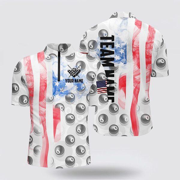 Billiard Jerseys, Custom Billiard Jerseys, Smoke White US Flag Billiard Jerseys Shirts, Billiard Shirt Designs