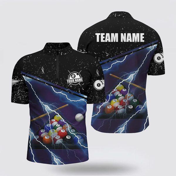 Billiard Jerseys, Custom Billiard Jerseys, Thunder Lighting Purple Black Billiard Jerseys Shirts, Billiard Shirt Designs