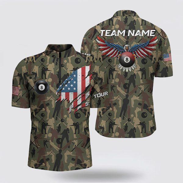 Billiard Jerseys, Custom Billiard Jerseys, USA Eagle Flag Billiard Camo Full Printed Men Jerseys Shirts, Billiard Shirt Designs