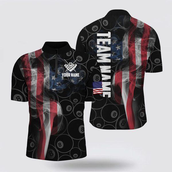 Billiard Jerseys, Custom Billiard Jerseys, Vintage Smoke US Flag Billiard Jerseys Shirts, Billiard Shirt Designs