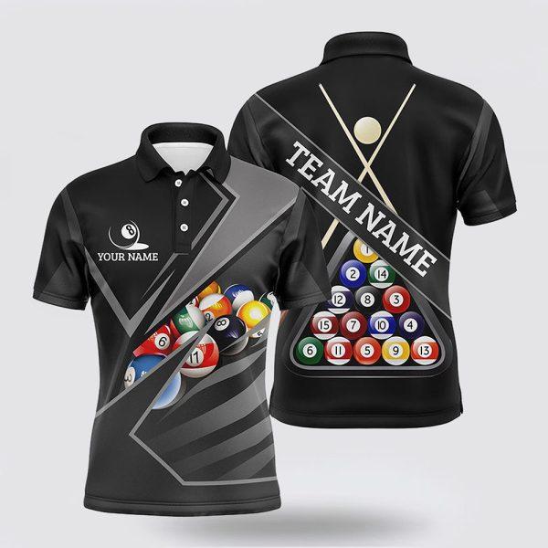 Billiard Polo Shirts, 3D Billiard Balls Black Polo Shirts 8 Ball Pool Jerseys, Billiard Shirt Designs