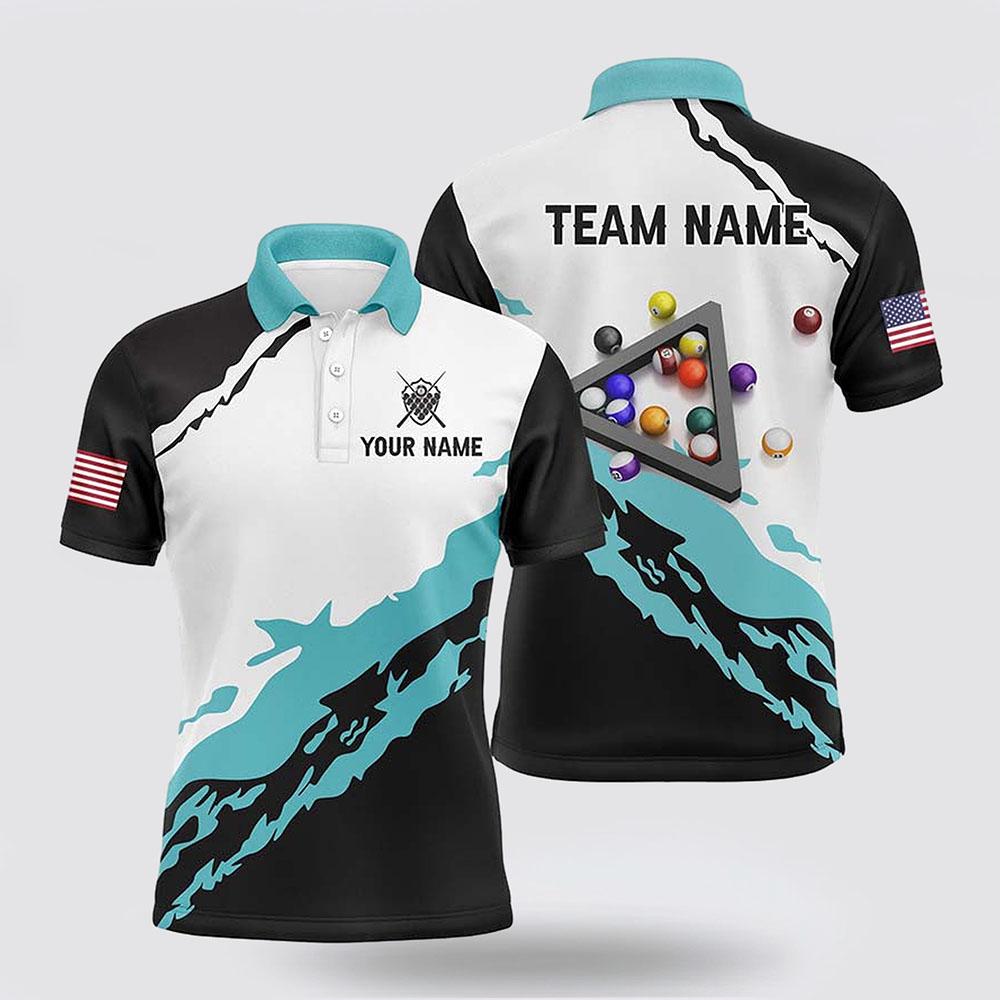 Billiard Polo Shirts, 3D Black Blue Billiard Balls Polo Shirts, Billiard Shirt Designs