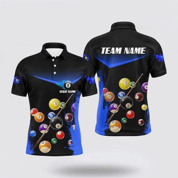 Billiard Polo Shirts, 8 Ball Abstract Grunge Texture Men Polo Shirts 3D Billiard Shirts, Billiard Shirt Designs