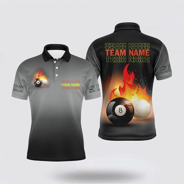 Billiard Polo Shirts, 8 Ball And Cue Ball Pool Black 3D Polo Shirts Billiards Jerseys, Billiard Shirt Designs
