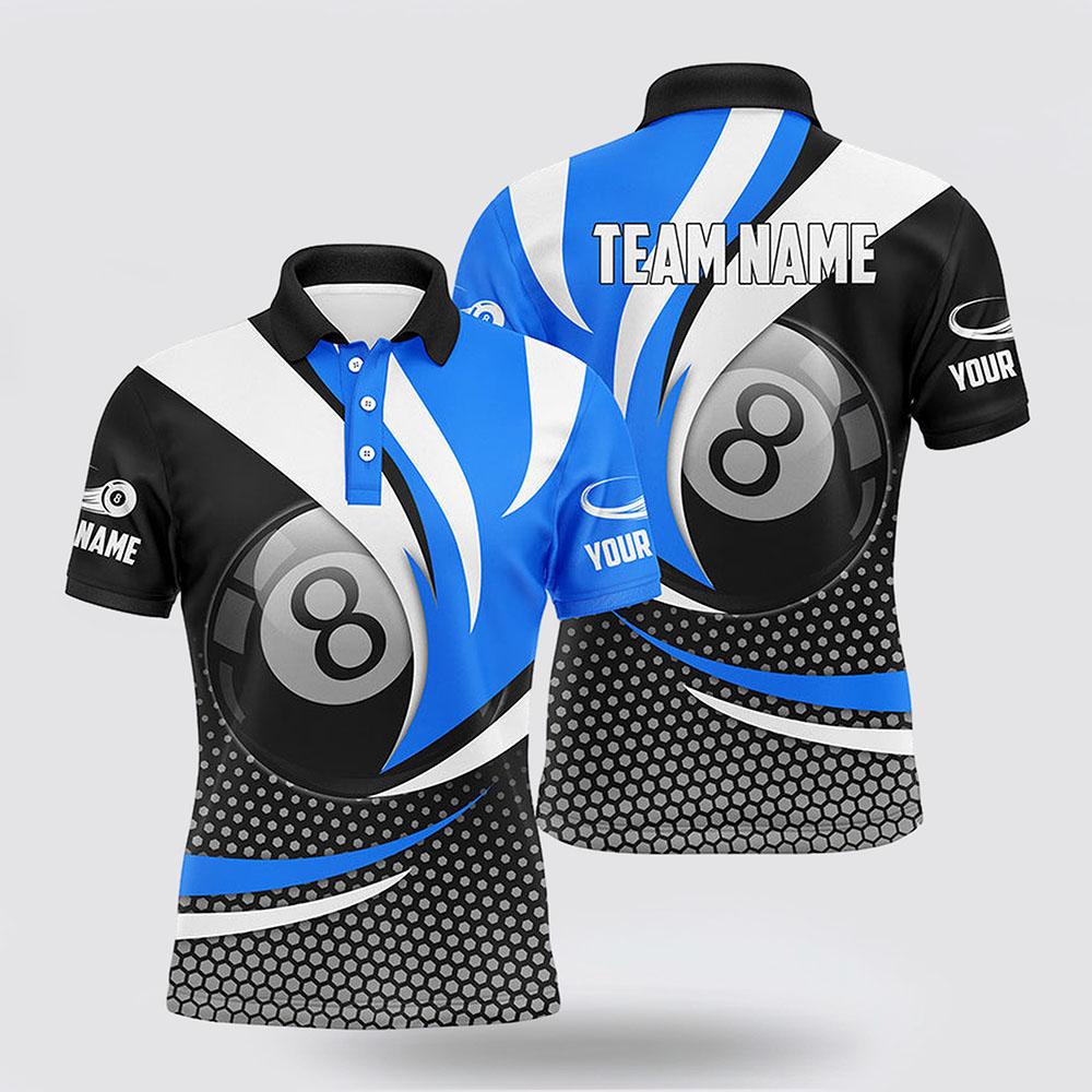 Billiard Polo Shirts, 8 Ball Billiard Blue Version 3D Polo Shirts Best Gifts, Billiard Shirt Designs