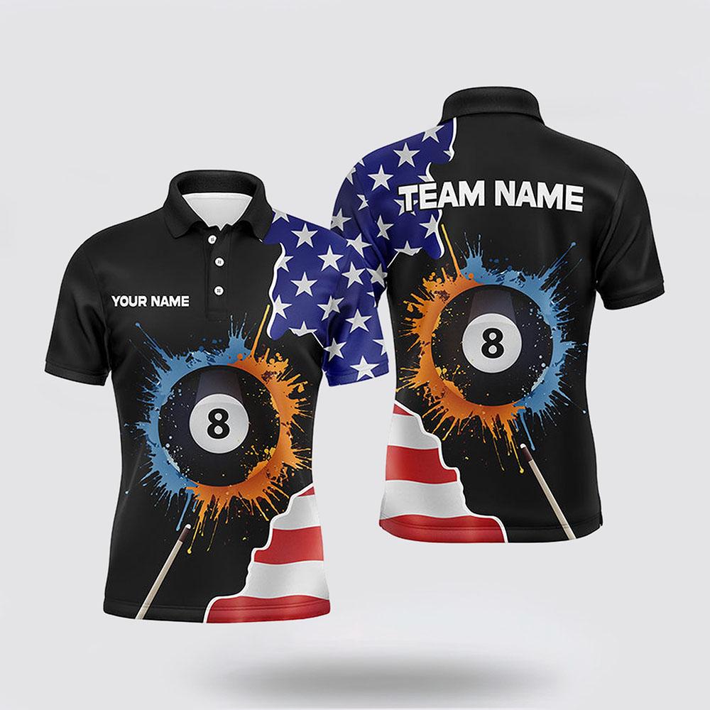 Billiard Polo Shirts, 8 Ball Billiard Watercolor American Flag Men Polo Shirts, Billiard Shirt Designs Billiard Polo Shirts, 8 Ball Billiard Watercolor American Flag Men Polo Shirts, Billiard Shirt Designs