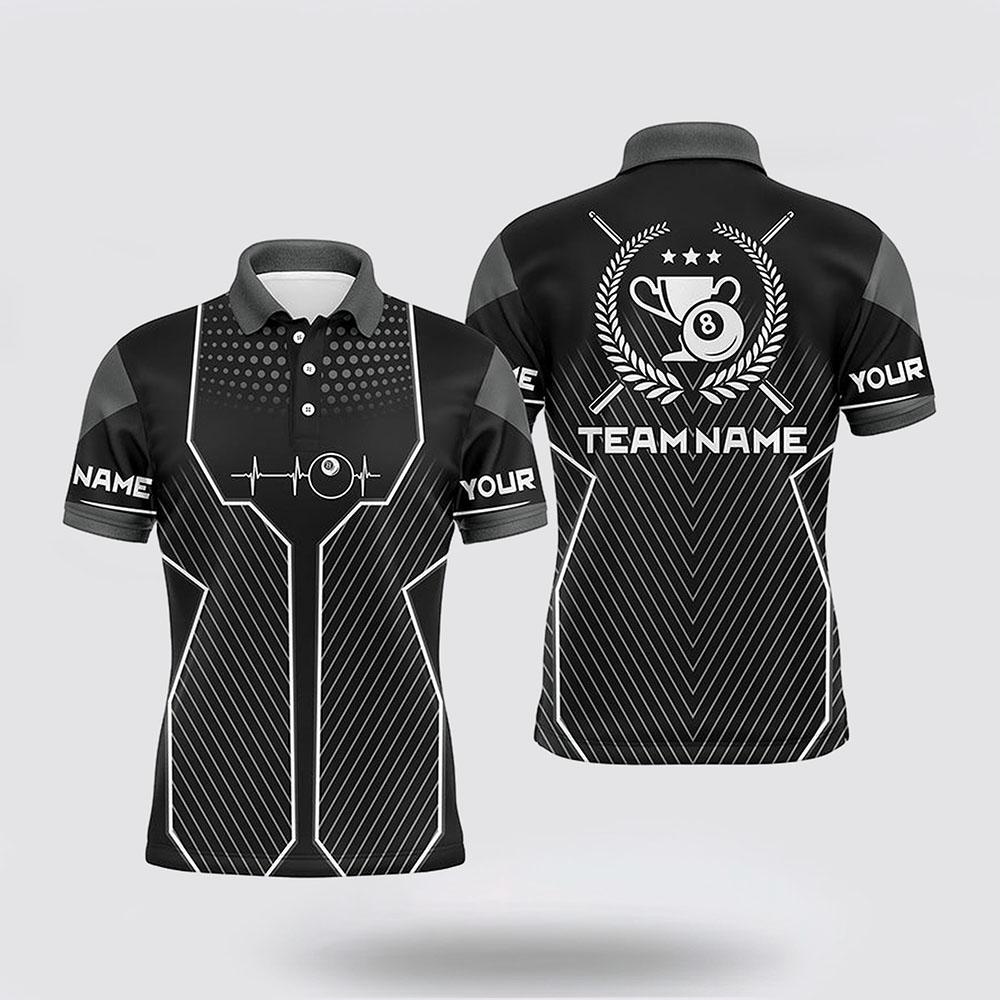Billiard Polo Shirts, 8 Ball Heartbeat Funny Billiard Polo Shirts Pool Jerseys, Billiard Shirt Designs