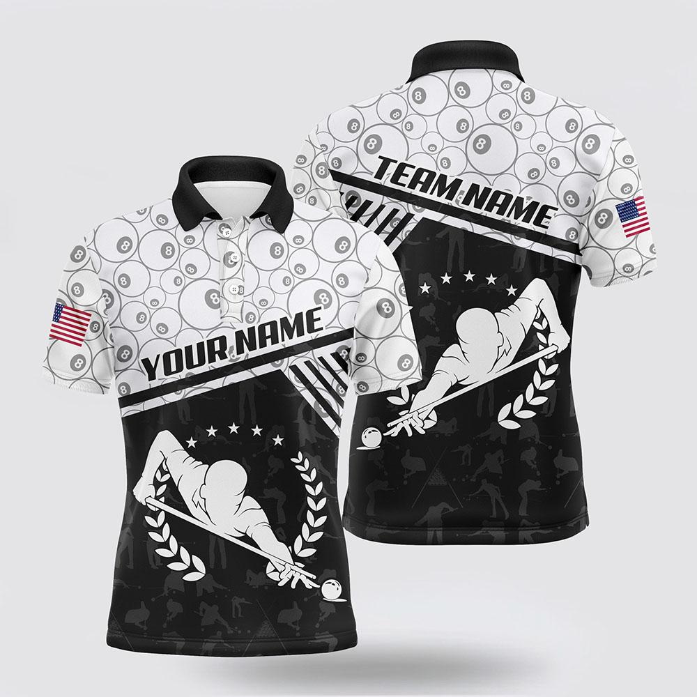 Billiard Polo Shirts, 8 Ball Pattern Billiard Polo Shirts Pool Player Us Flag Billiard Jerseys, Billiard Shirt Designs