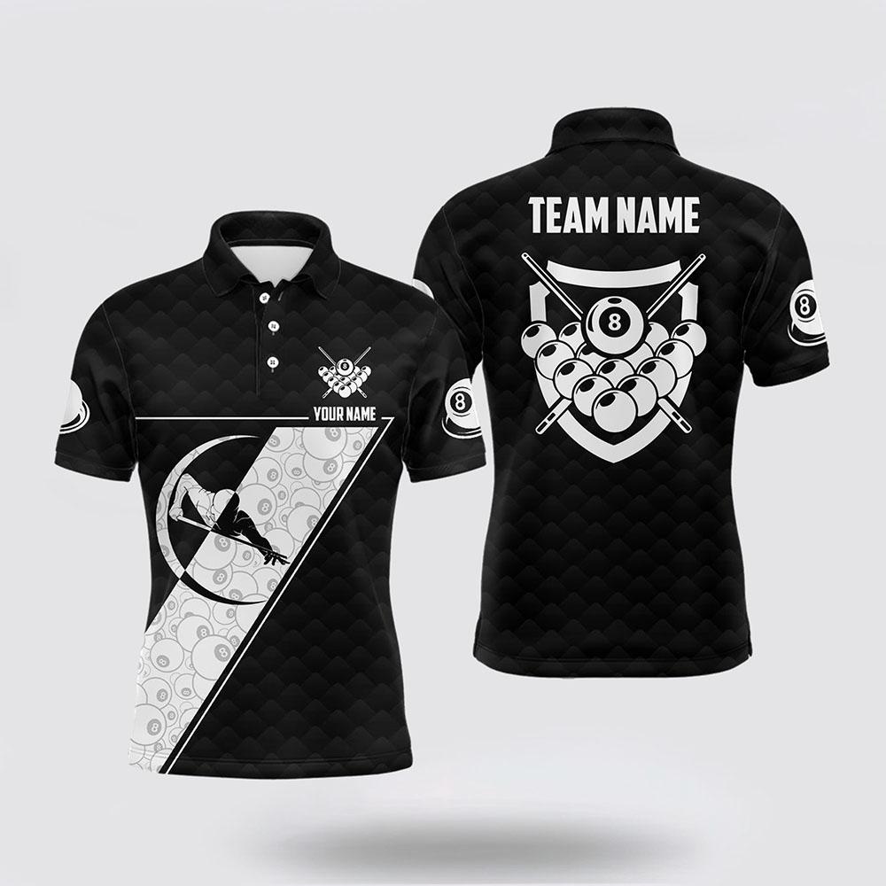 Billiard Polo Shirts, 8 Ball Pattern Billiard White Black Polo Shirts Pool Player Jerseys, Billiard Shirt Designs Billiard Polo Shirts, 8 Ball Pattern Billiard White Black Polo Shirts Pool Player Jerseys, Billiard Shirt Designs