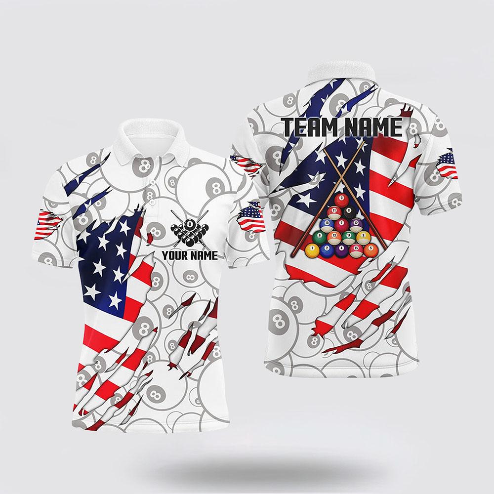 Billiard Polo Shirts, 8 Ball Pattern US Flag, Billiard Shirt Designs Billiard Polo Shirts, 8 Ball Pattern US Flag, Billiard Shirt Designs
