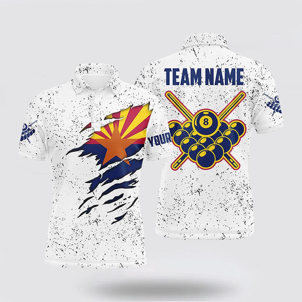 Billiard Polo Shirts, 8 Ball Pool Arizona Flag Billiard Men’s Shirts, Billiard Shirt Designs