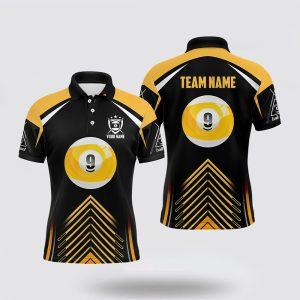 Billiard Polo Shirts, 9 Ball Black Yellow…