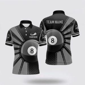 Billiard Polo Shirts, Billiard 8 Ball Grey…