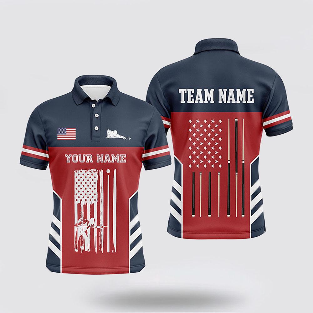 Billiard Polo Shirts, Billiard American Flag Red Navy Polo Shirts, Billiard Shirt Designs