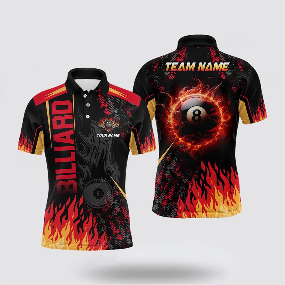 Billiard Polo Shirts, Billiard Ball 8 Flame 3D Printed Men Polo Shirts, Billiard Shirt Designs