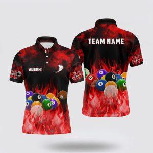 Billiard Polo Shirts, Billiard Balls Flame Billiard…