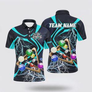 Billiard Polo Shirts, Billiard Balls Lightning Thunder…