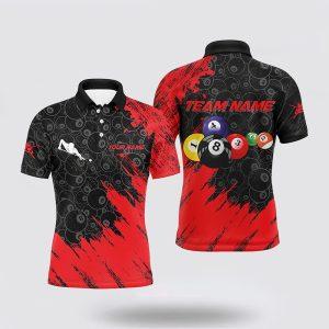 Billiard Polo Shirts, Billiard Balls Paint Red…