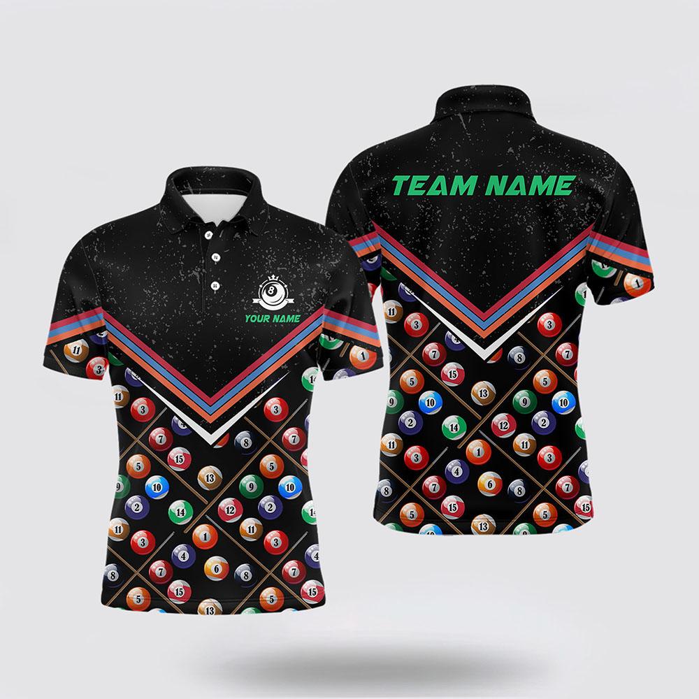 Billiard Polo Shirts, Billiard Pattern In Black Grunge, Billiard Shirt Designs