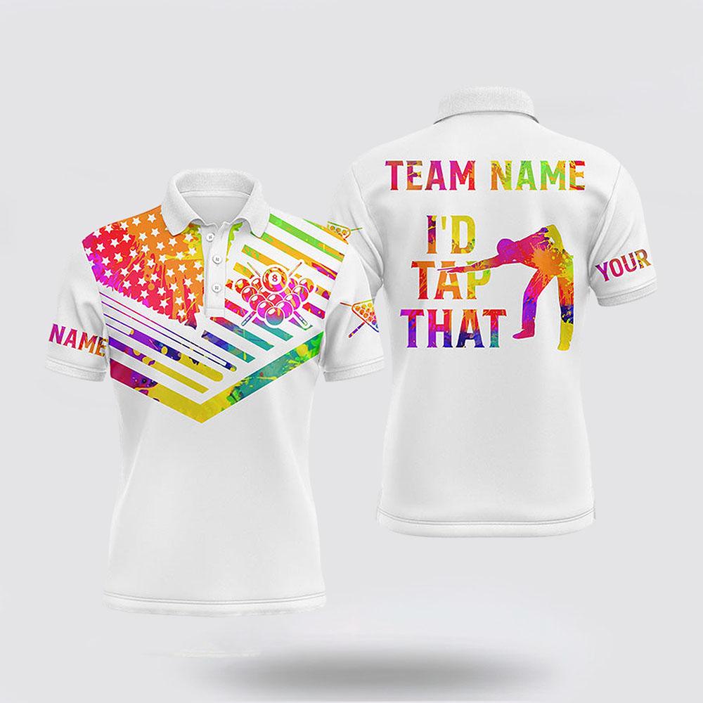 Billiard Polo Shirts, Billiard Watercolor American Flag Polo Shirts, Billiard Shirt Designs