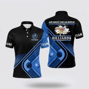 Billiard Polo Shirts, Billiards Aim Shoot Swear…