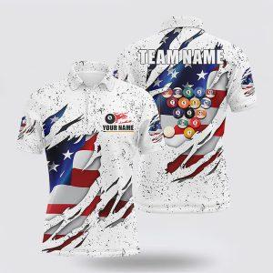 Billiard Polo Shirts, Billiards Balls US Flag…