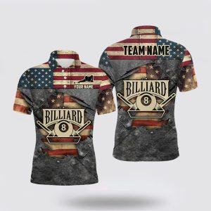 Billiard Polo Shirts, Billiards Vintage US Flag…