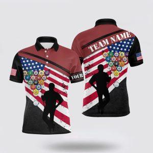 Billiard Polo Shirts, Black Red American Flag…