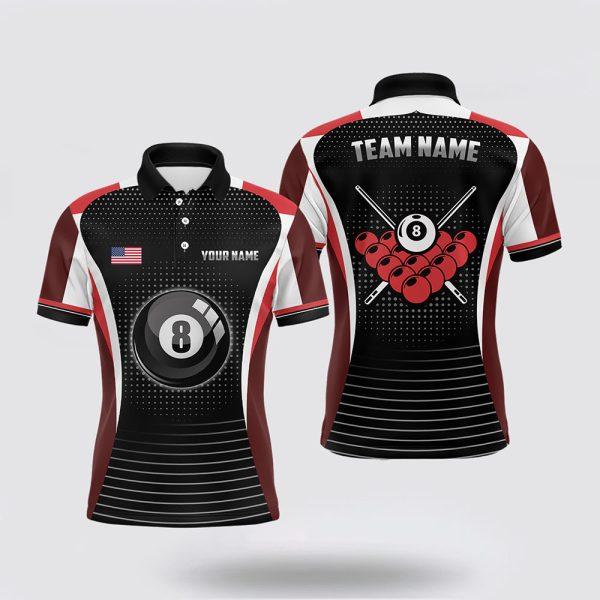 Billiard Polo Shirts, Black Red Billiard Jerseys Shirts, Billiard Shirt Designs