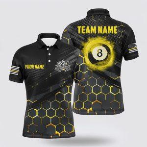 Billiard Polo Shirts, Black Yellow Hexagon Pattern…