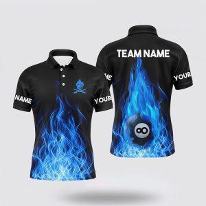 Billiard Polo Shirts, Blue Flaming Billiard 3D…