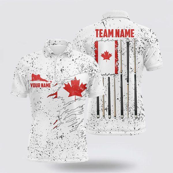 Billiard Polo Shirts, Canadian Flag Billiard Player Polo Shirts, Billiard Shirt Designs