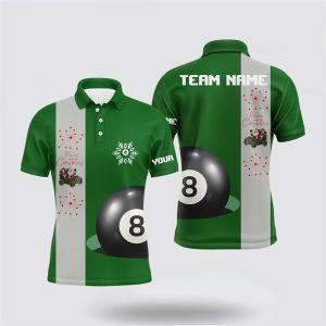 Billiard Polo Shirts, Custom Green Merry Christmas…