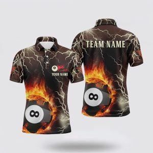 Billiard Polo Shirts, Fire Flame Lightning 8…