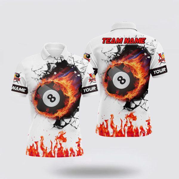 Billiard Polo Shirts, Flaming 8 Ball Billiard Polo Shirts, Billiard Shirt Designs