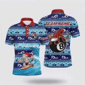 Billiard Polo Shirts, Funny Christmas Santa Surfing…