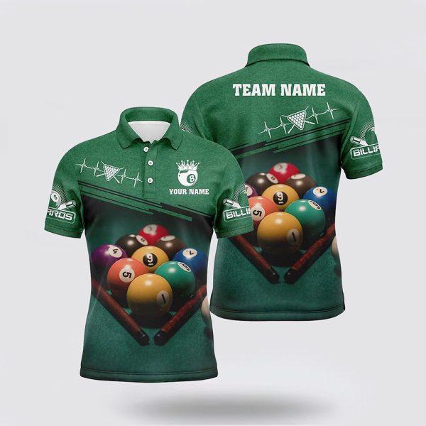 Billiard Polo Shirts, Green Billiard Balls Name Men Polo Shirts, Billiard Shirt Designs