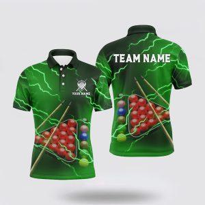 Billiard Polo Shirts, Green Thunder Lightning Billiard…