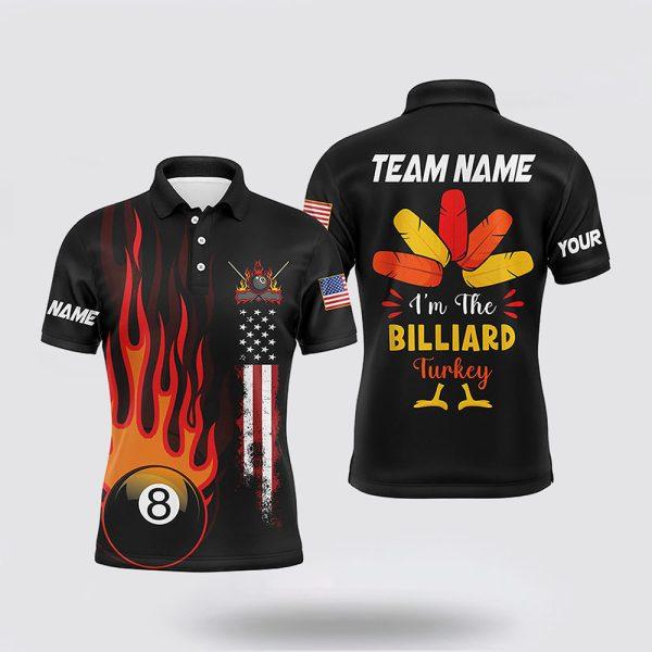 Billiard Polo Shirts, I’m The Billiard Turkey Usa Flag Men Polo Shirts Best Idea, Billiard Shirt Designs