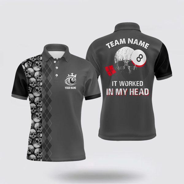 Billiard Polo Shirts, It Worked In My Head 3D Printing Pool Ball Polo Shirts, Billiard Shirt Designs