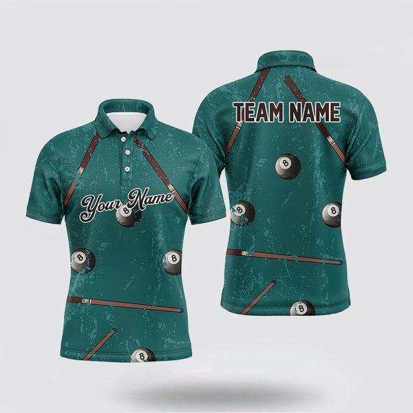 Billiard Polo Shirts, Mallard Green Billiard Full Printing Men Polo Shirts, Billiard Shirt Designs