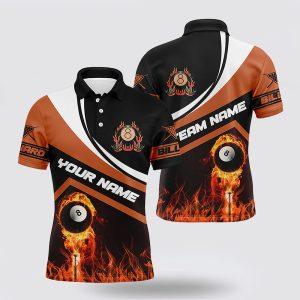 Billiard Polo Shirts, Name Flaming 8 Ball…