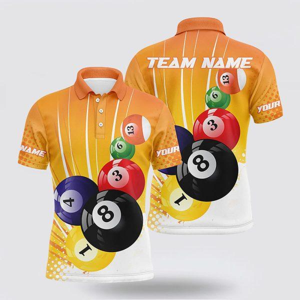 Billiard Polo Shirts, Orange Billiard Balls 3D Printed Polo Shirts Team, Billiard Shirt Designs