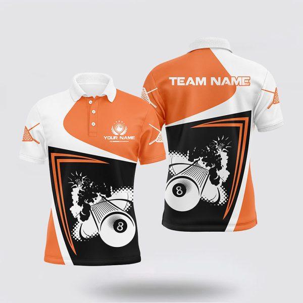 Billiard Polo Shirts, Orange Billiards Boom 8 Ball Polo Shirts, Billiard Shirt Designs