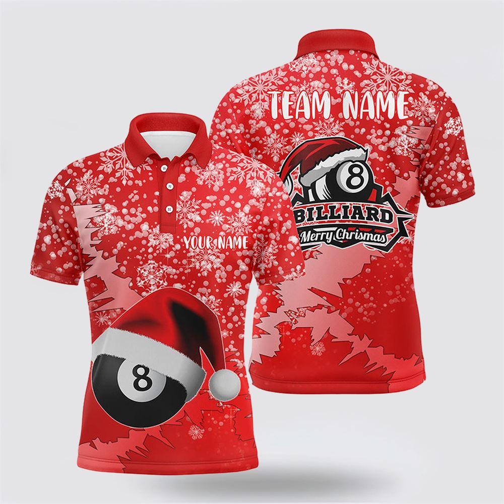 Billiard Polo Shirts, Personalized Merry Christmas 8 Ball Pool Billiards Polo Shirts, Billiard Shirt Designs