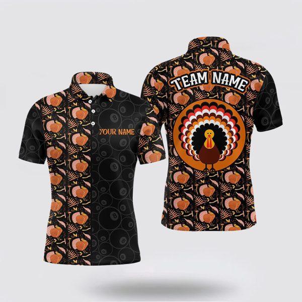 Billiard Polo Shirts, Turkey Chicken Pumpkin Thanksgiving Billiard Men Polo Shirts, Billiard Shirt Designs