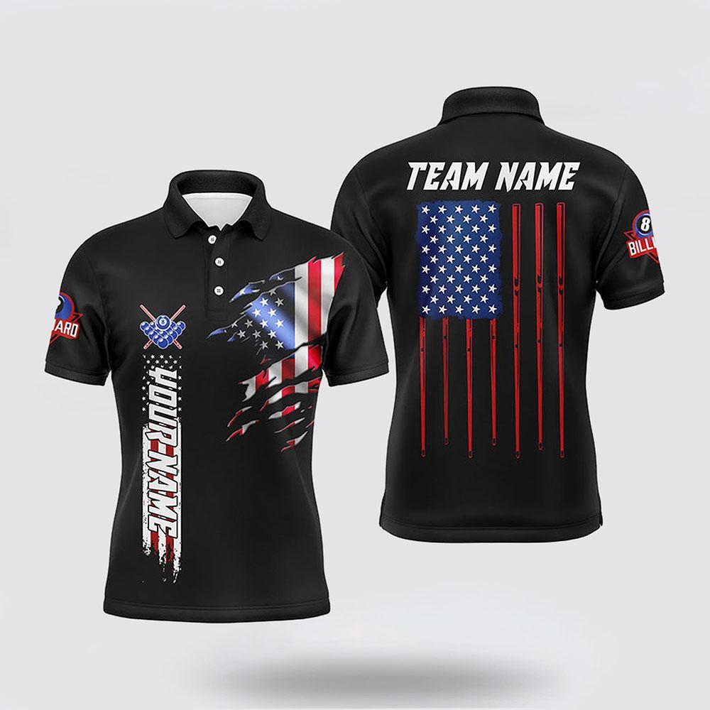 Billiard Polo Shirts, Vintage Billiard American Flag Polo Shirts, Billiard Shirt Designs